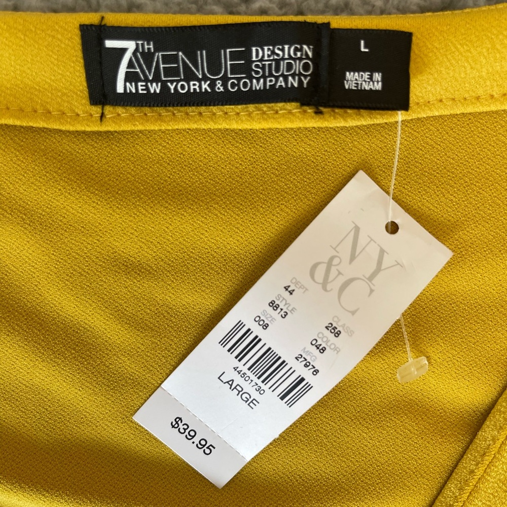 New York & Company Yellow Ruffled V-Neck Blouse - Picture 3 of 4